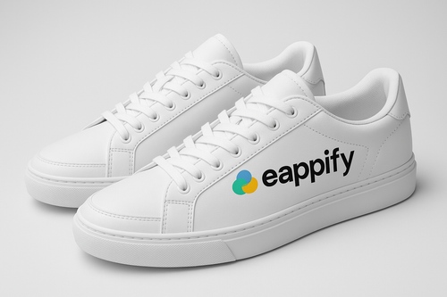 white sneakers with eappify logo